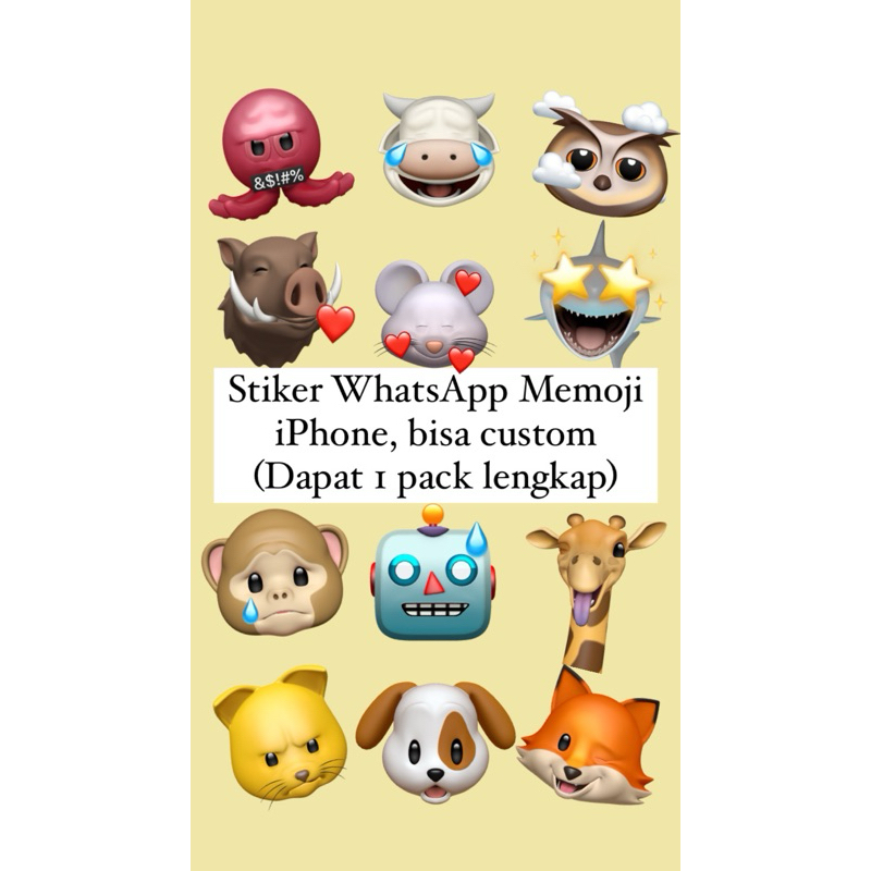 Sticker WhatsApp Memoji iPhone bisa disave di hp Android, dapat pack semua ekspresi, bisa custom mem