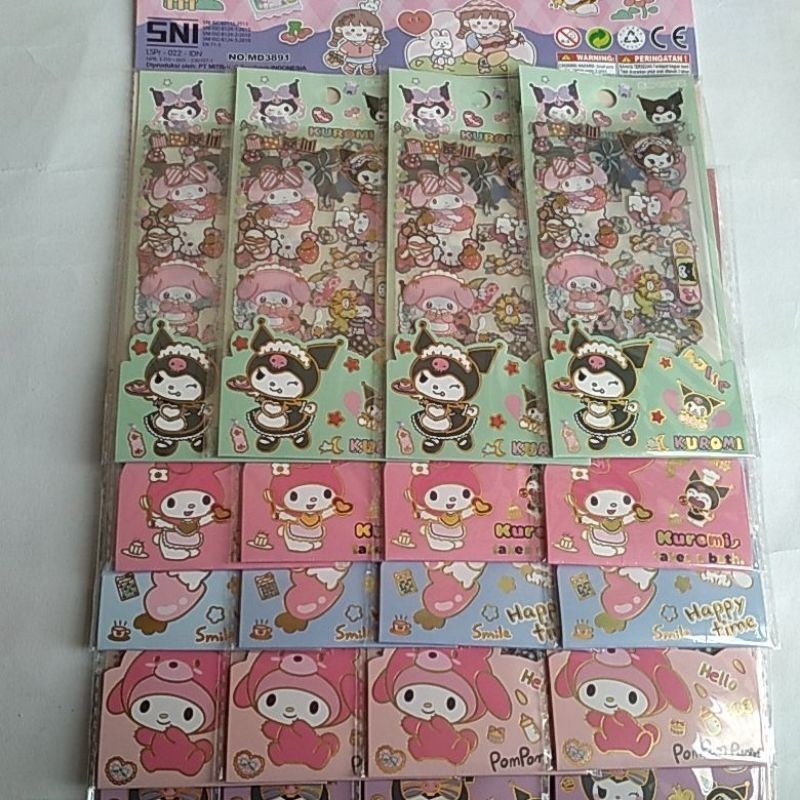 

Stiker karakter sanrio melody kuromi cinnamoroll mainan anak gambar tempel hiasan kaca jendela tumbler botol minum
