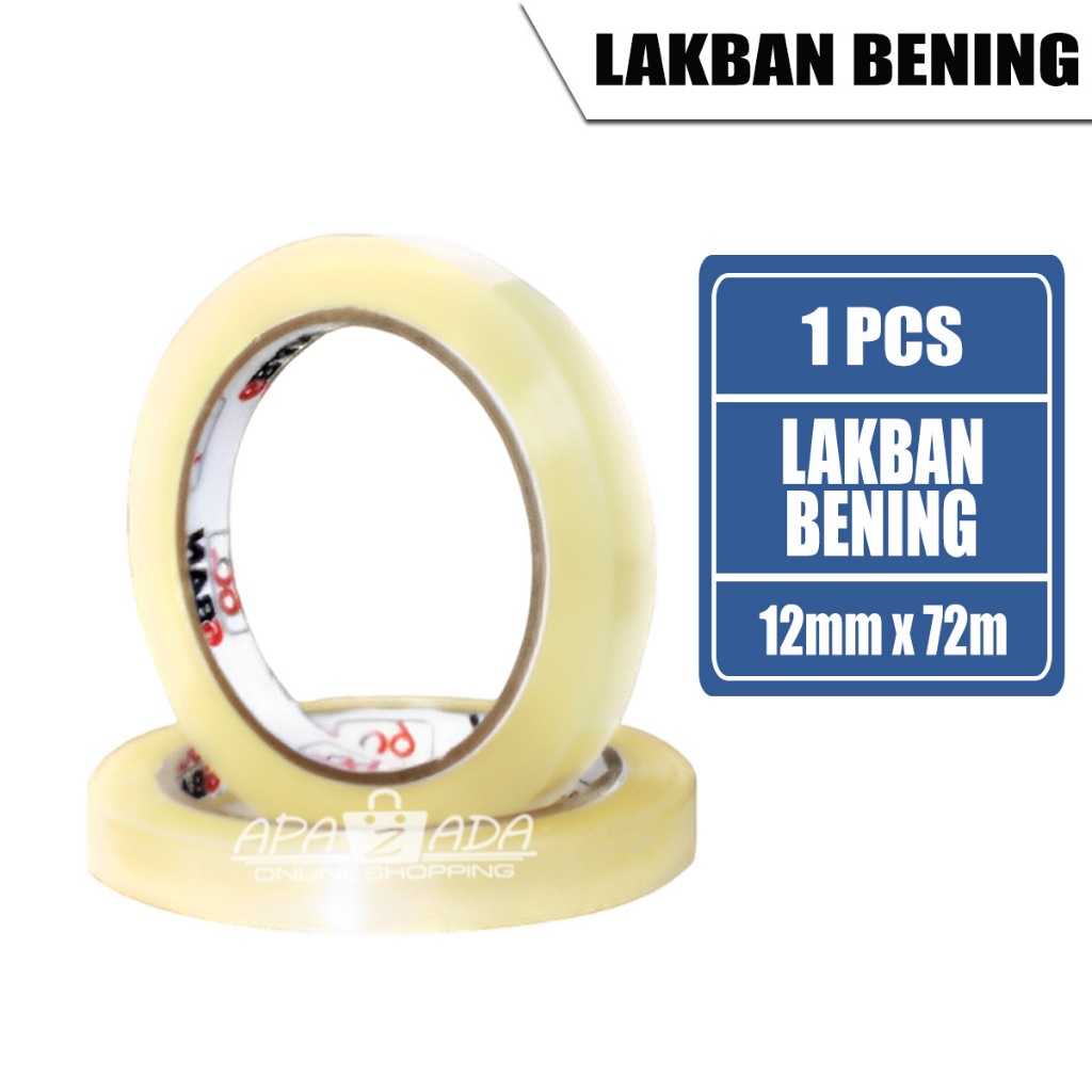 

Apazada - Lakban 6BAN Bening Size 12mm x 90yard 1 Pcs / OPP Tape / Solatip Bening / Isolasi Bening