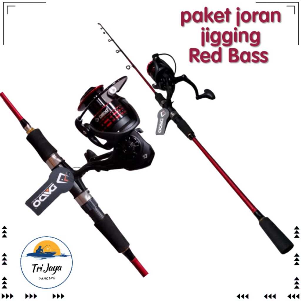 PAKET JORAN LAUT KUAT KAKU + REEL UKURAN 6000 || joran jigging ajiro RED BASS