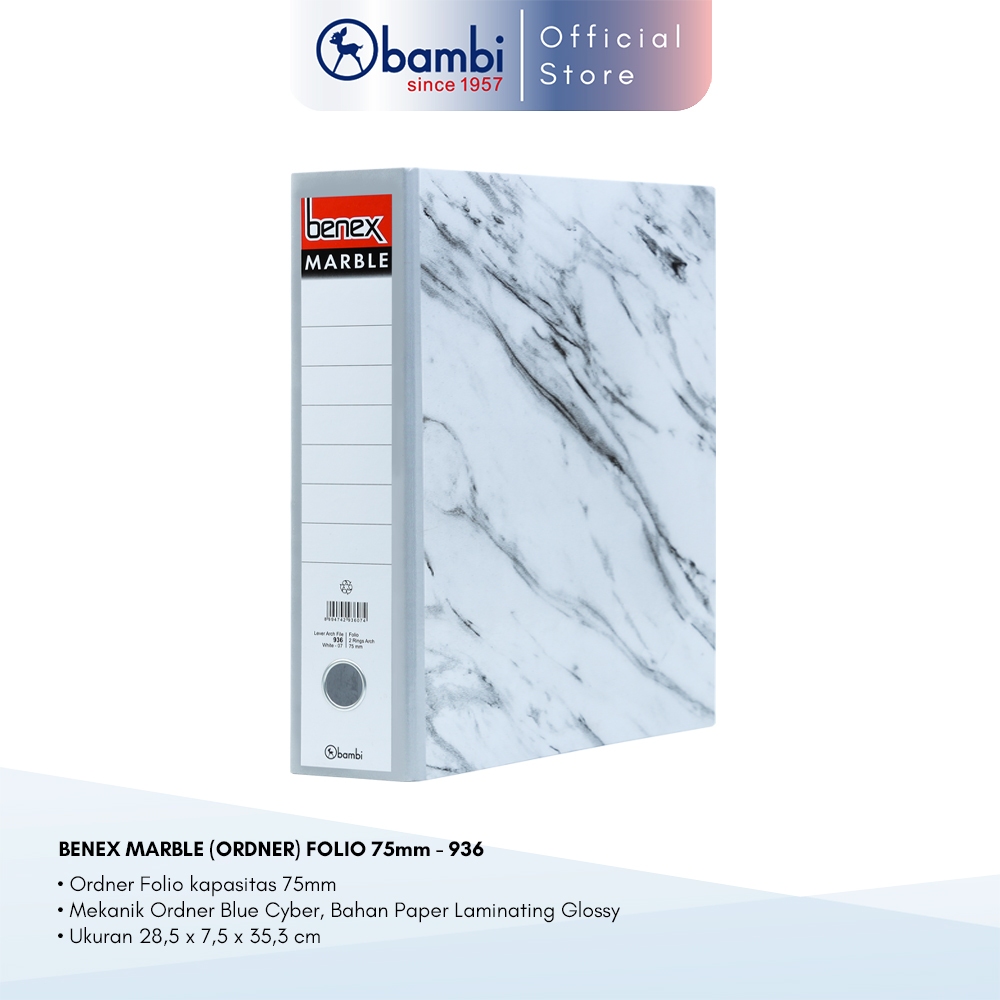 

Benex Marble White Lever Arch File Ordner Folio Jumbo Size 75 mm Original