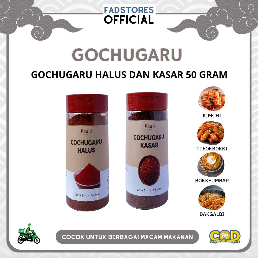 

[Kemasan Botol] Gochugaru Kasar 50gr - Gochugaru Halus 55gr - Gochugaru Asli Korea