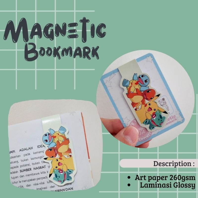 

magnetic bookmark / pembatas buku magnet Anime Pokemon Monster
