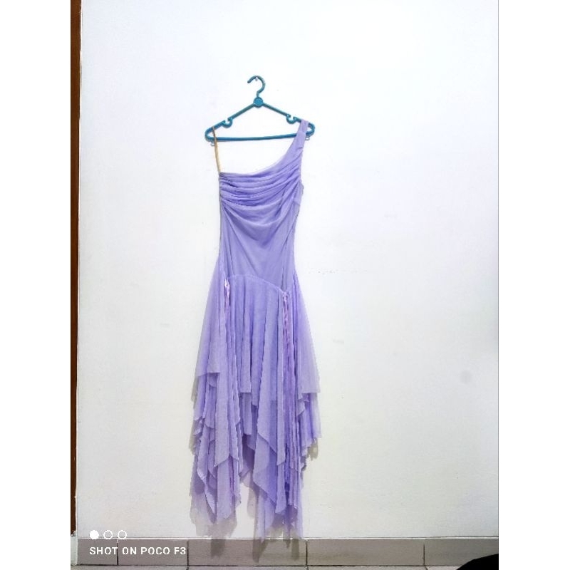 Dress/ gaun pesta bridesmaid elegan usa lilac/ungu muda