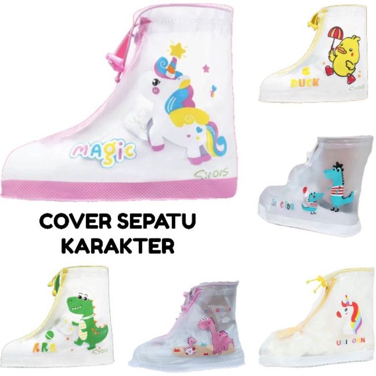 New Mart Codeg5Gs Jas Hujan Sepatu Anak Kecil Karakter Croco Crocodile Dino Dinosaurus Unicorn Pelin
