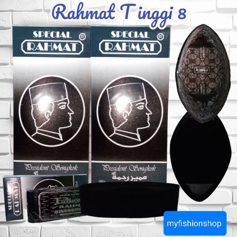 Peci rahmat special Ac original kopiah hitam polos  tinggi 8 tinggi standar