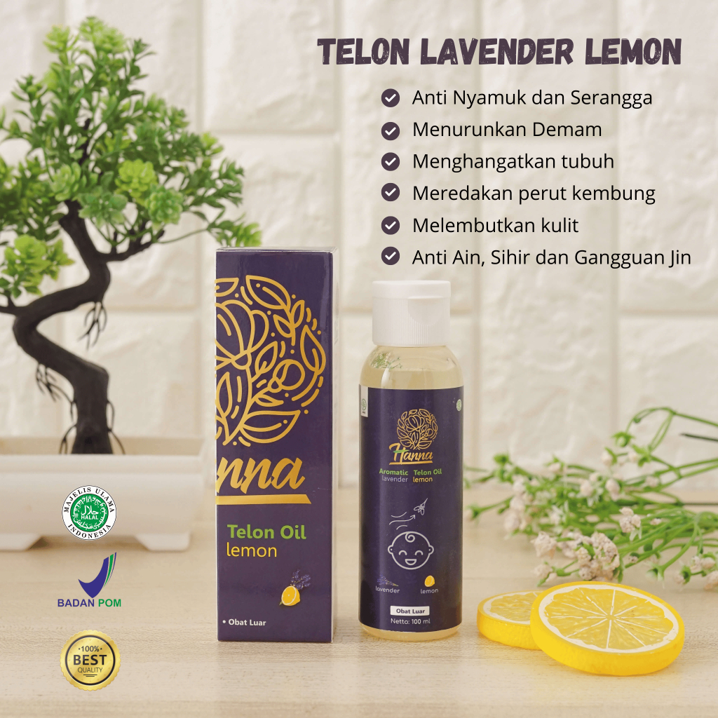 HANNA Minyak Telon 100 Ml Original Lavender Lemon Anti Nyamuk Lebih Lama | Sudah Halal MUI dan BPOM 