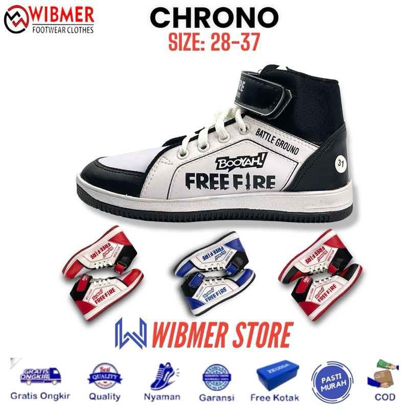 SEPATU FREE FIRE ANAK SD / SEPATU BOOT ANAK TK / SEPATU FF ANAK SD / SEPATU BOOT PEREKAT ANAK SD