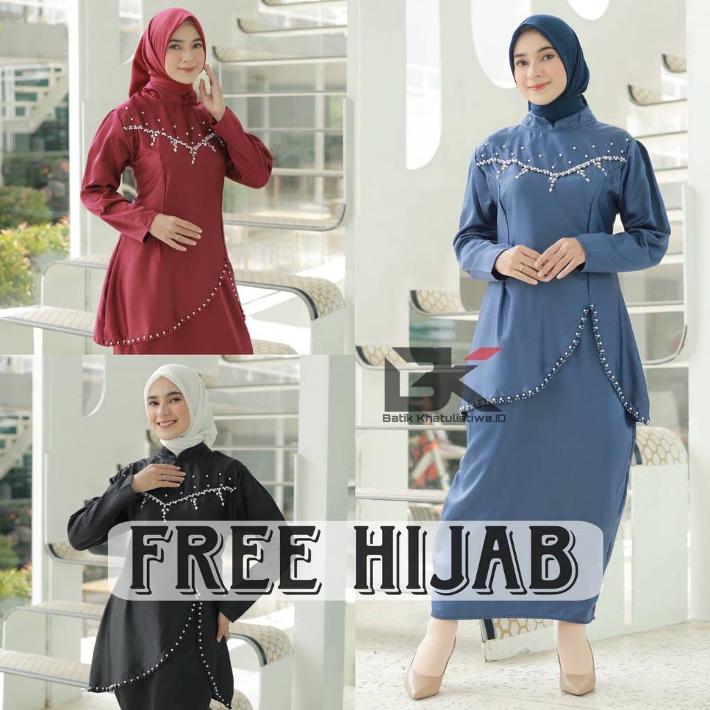 (FREE HIJAB) ADA JUMBO Oneset Felicya Baju Kurung Melayu Dress Pesta Setelan Wanita Baju Kondangan Kekinian Full Payet 2024