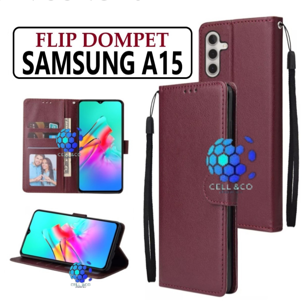 CASE SAMSUNG A15 FLIP LEATHER WALLET PREMIUM FLIP CASE BUKA TUTUP KESING HP CASING FLIP CASE SAMSUNG