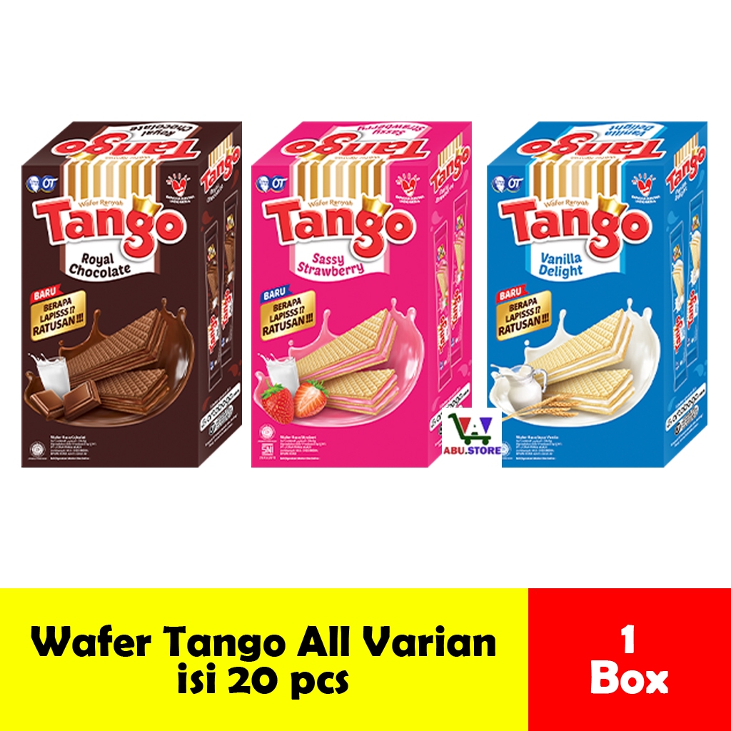 

Wafer Tango Kemasan Box rasa Cokelat / Strawberry / Vanilla isi 20 pcs