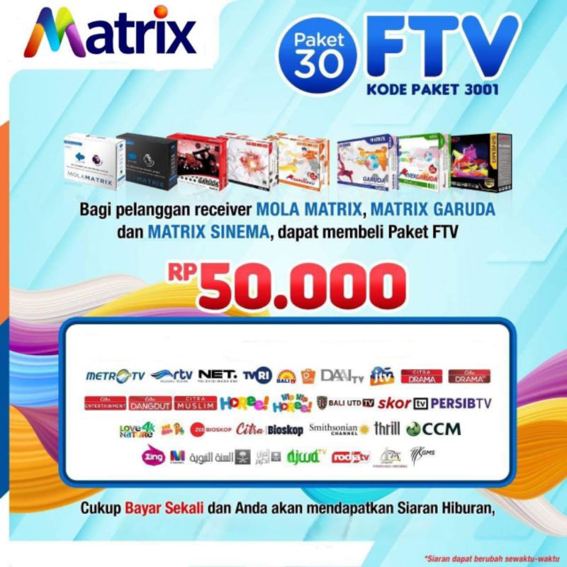 Paket FTV Nex Parabola Matrix Garuda G1 G2 Sinema Mola Matrix Nex Combo Family Cling Basic Mnc Rcti Gold Trans tv lokal indonesia