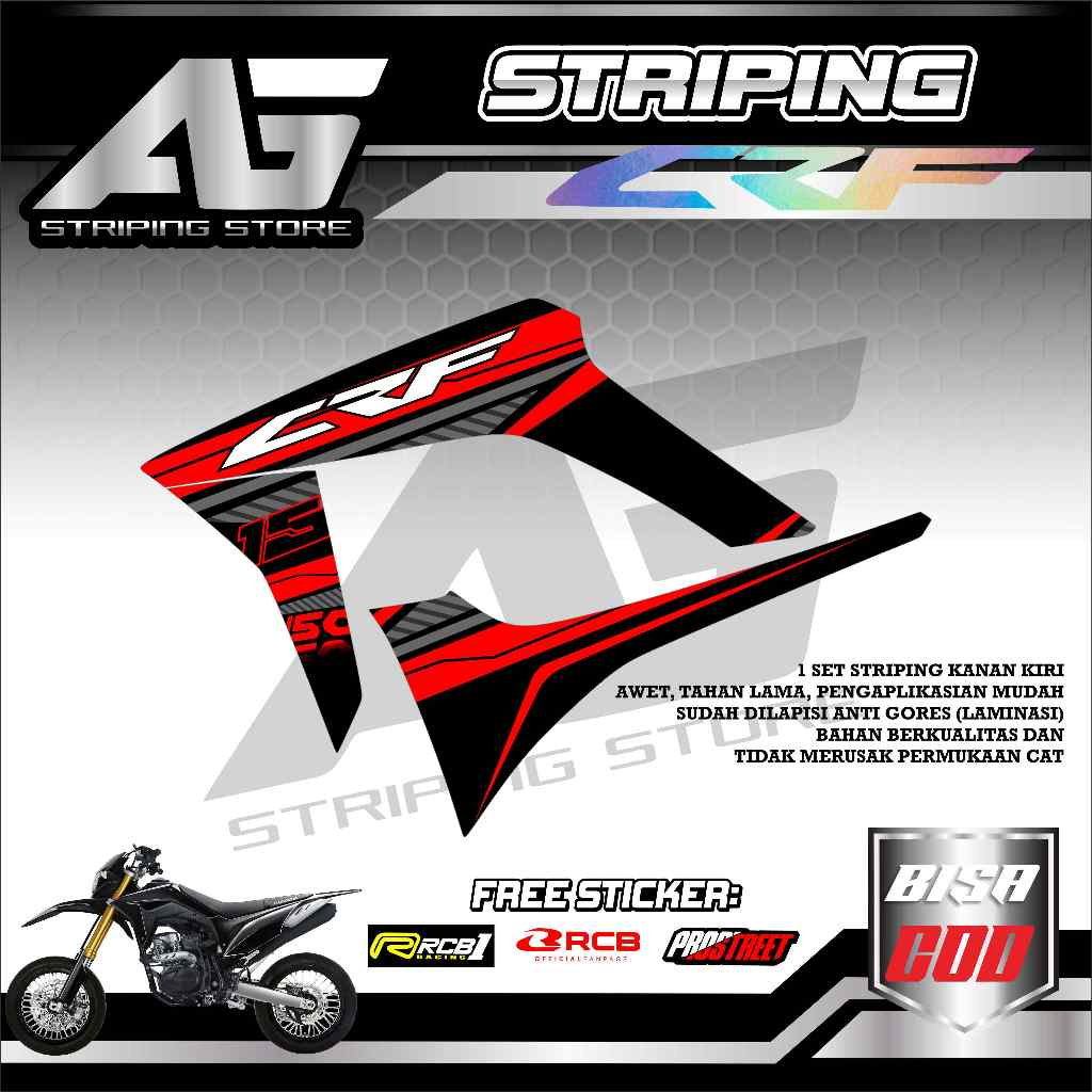 striping stiker crf 150l semi full body motif standar abstrak garis02