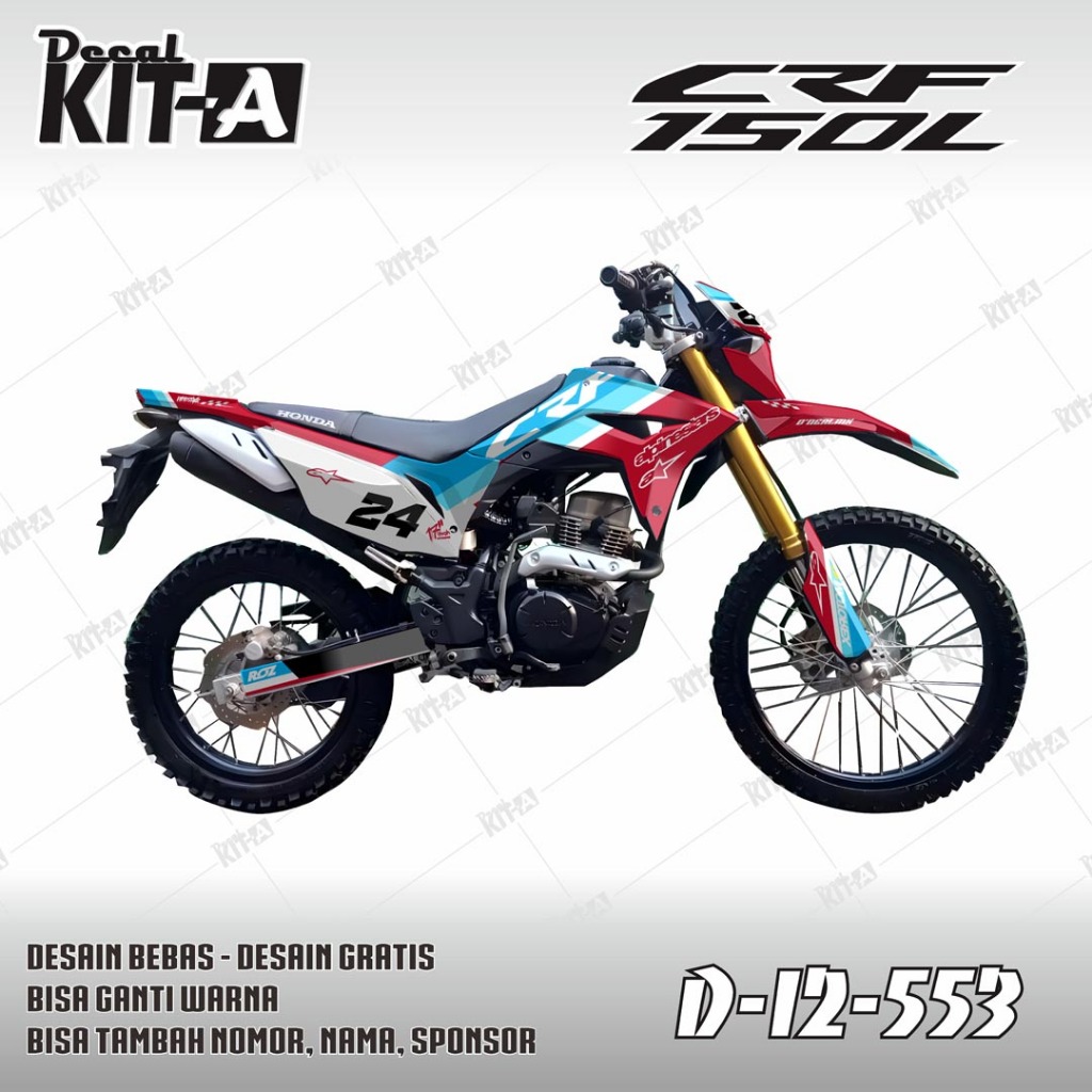 Decal CRF 150 L MOTIF MERAH PUTIH BIRU D-I2-553
