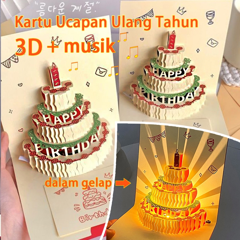 kartu ucapan ulang tahun 3d musik kotak musik ulang tahun kartu ulang tahun lampu ulang tahunkartu u