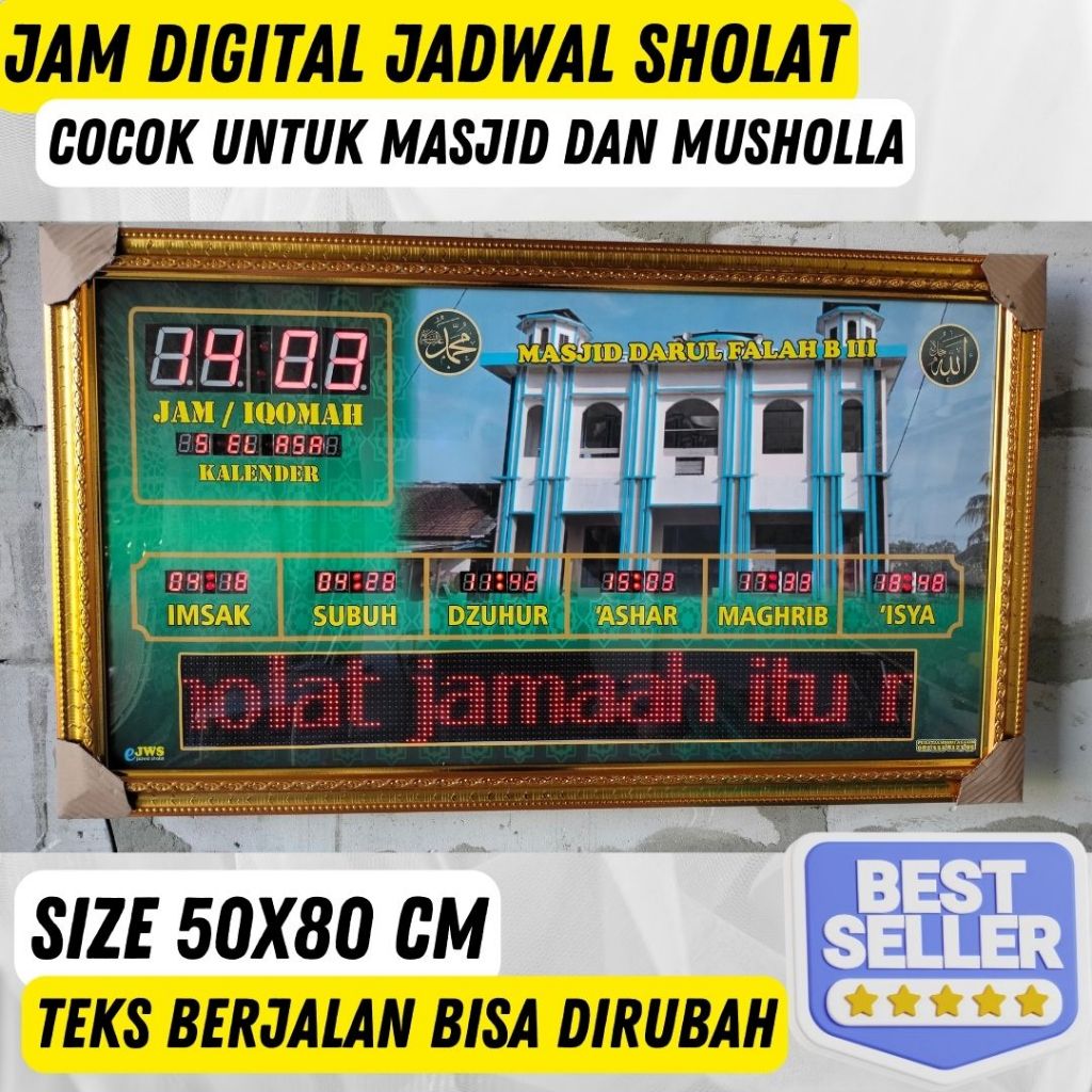 Jam Digital masjid Jadwal Sholat 50x80 cm