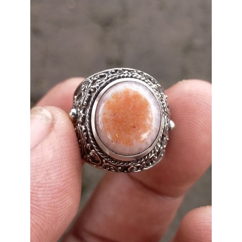 batu cincin akik teratai tunggal asli natural