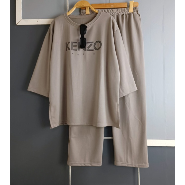 Setelan Wanita Kekinian Kenz Set BO Bahan Kaos Katun Combed 24S Aplikasi Sablon Size M L XL XXL LD 1
