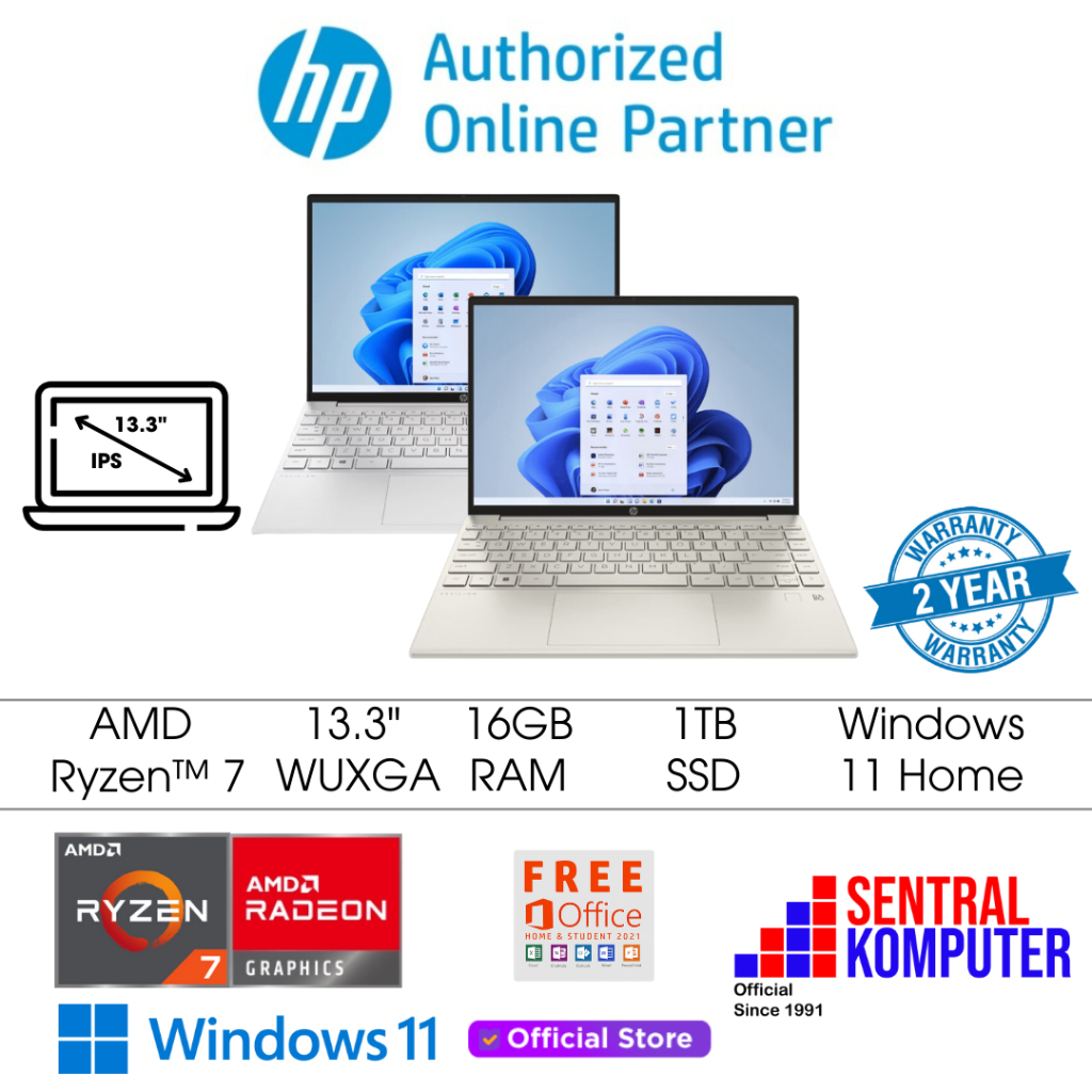 HP Pavilion Aero 13 BE2004AU / BE2005AU Ryzen 7 7735U 1TB SSD RAM 16GB Windows + OHS