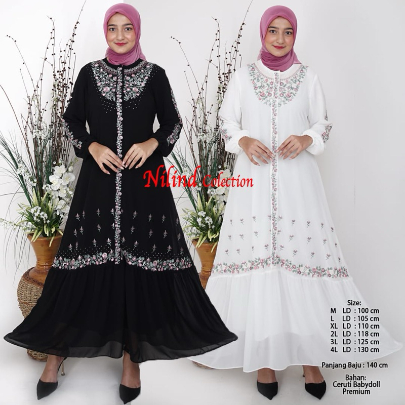Gamis Ceruty Babydoll | Gamis Ceruty Babydoll Bordir Payet | Gamis Ceruty Babydoll Premium Ukuran M 