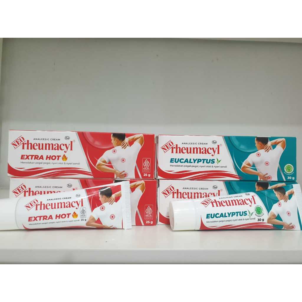 Neo rheumacyl Extra hot analgesic cream 25g (merah) / Neo rheumacyl Eucalyptus analgesic cream 30g (