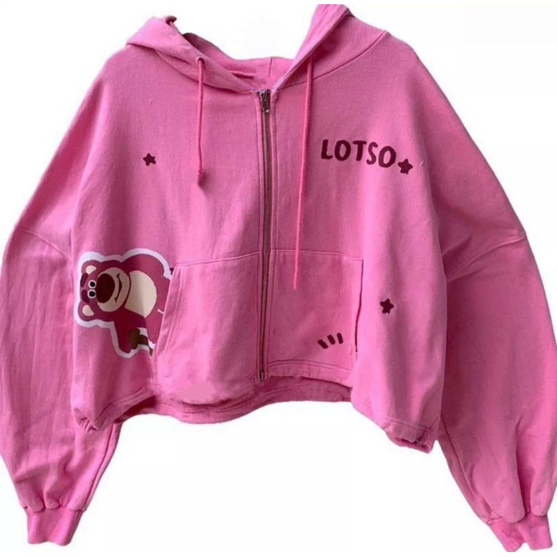 ZERAX - Jaket Crop Zipper LOTSO BEAR (LD 110, P 48) / HOODIE CROP WANITA KEKINIAN ALA KOREAN STYLE