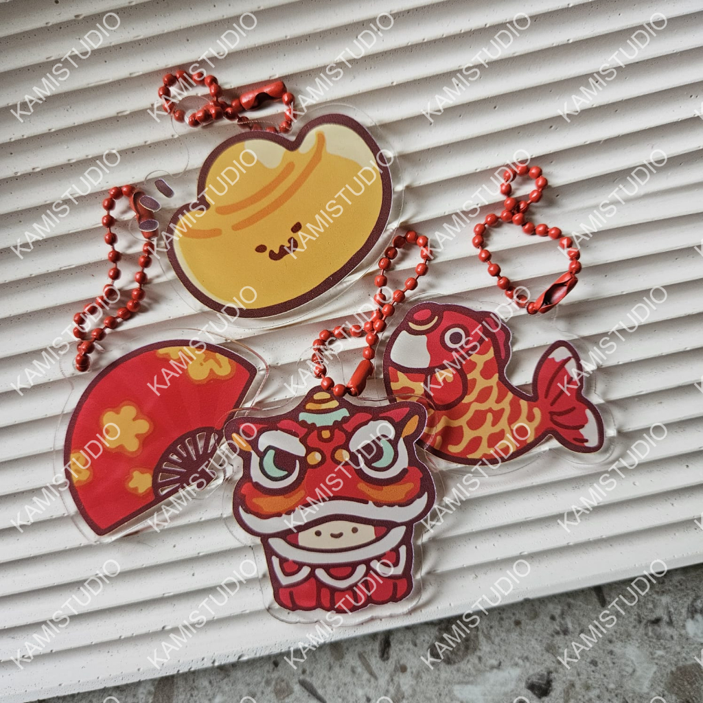 TAG AKRILIK CNY BARONGSAI / GANTUNGAN HAMPERS / UCAPAN CHINESE NEW YEAR/ GANTUNGAN UCAPAN / UCAPAN S