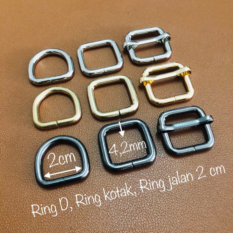 Ring D tas 2cm / Ring kotak aksesoris tas 2cm / Ring jalan tas 2cm ketebalan kawat 4,2mm