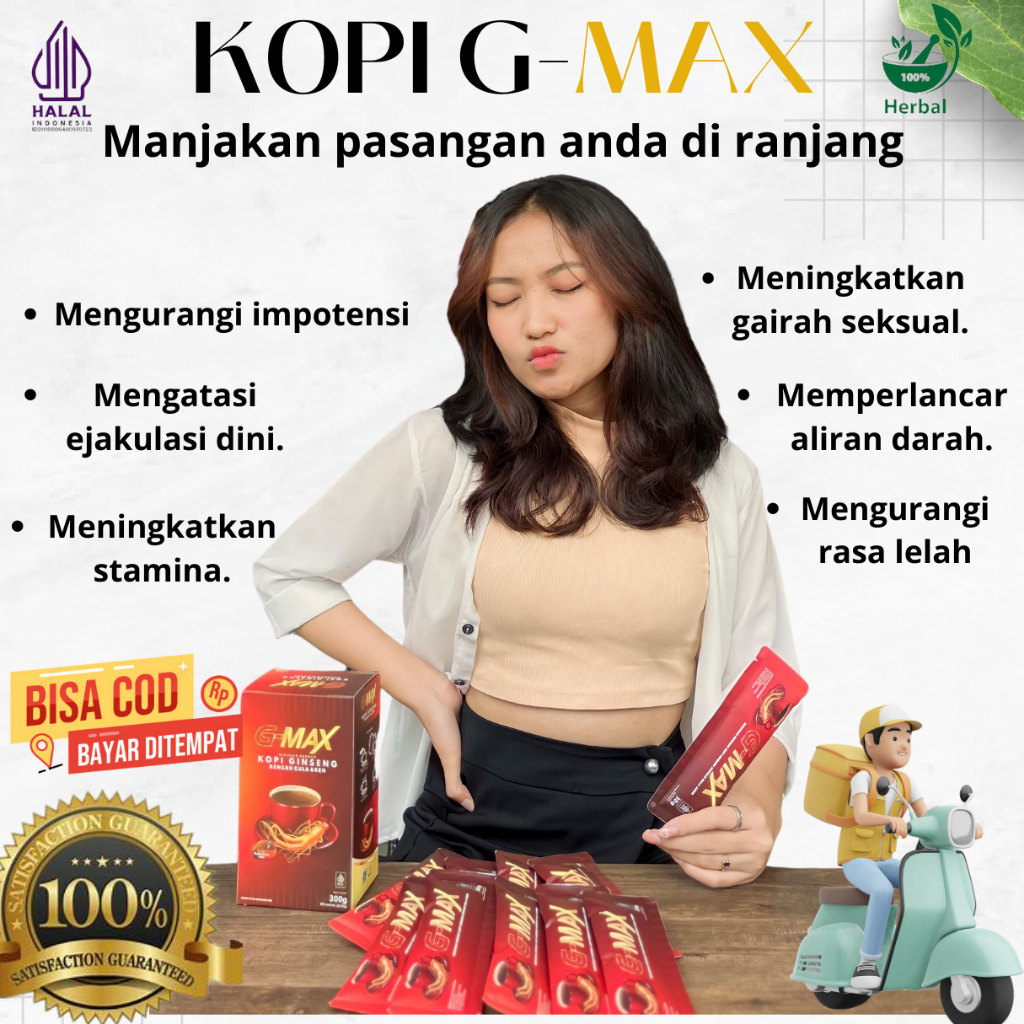 KOPI GINSENG G-MAX kopi kuat penambah stamina pria agar kuat perkasa tahan lama sex bpom extra ginse