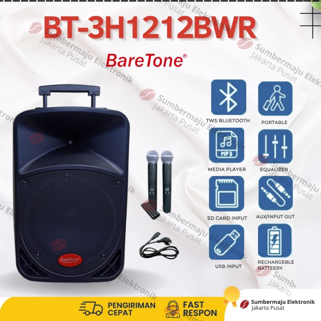 Gratis Ongkir Baretone BT 1212 BWR 12 BWR 12BWR Speaker Portable Meeting Wireless