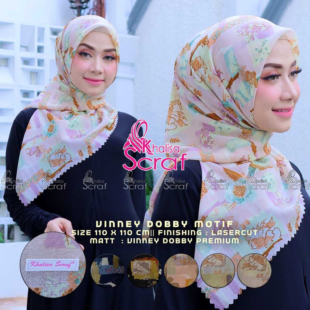 Hijab segi empat wafle motif ROSSA laser cut premium kerudung terkini khalisa scraf