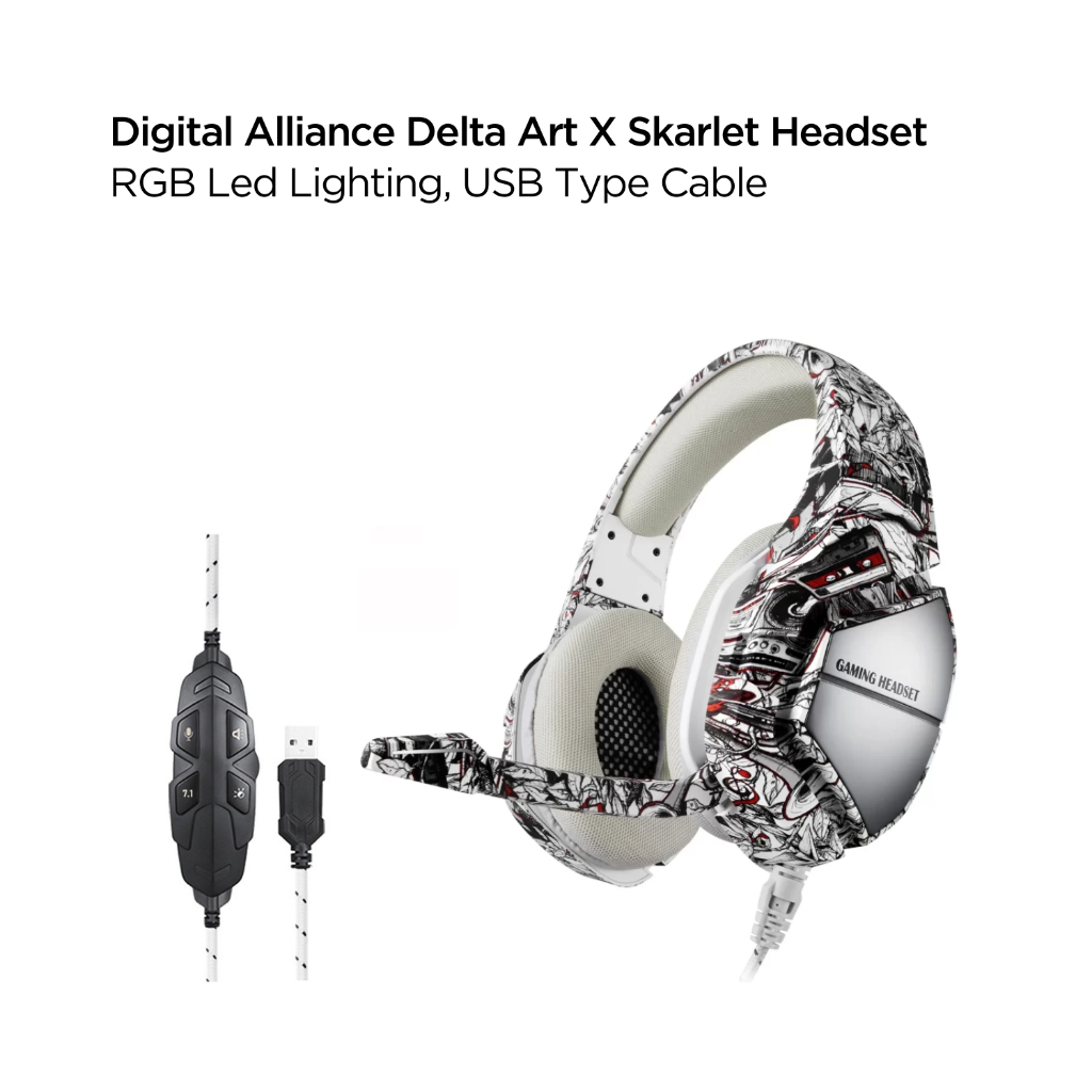 Gift Intel Headset Gaming Digital Alliance DA Delta Art X Skarlet 7.1 Surround Sound RGB Led Lightin