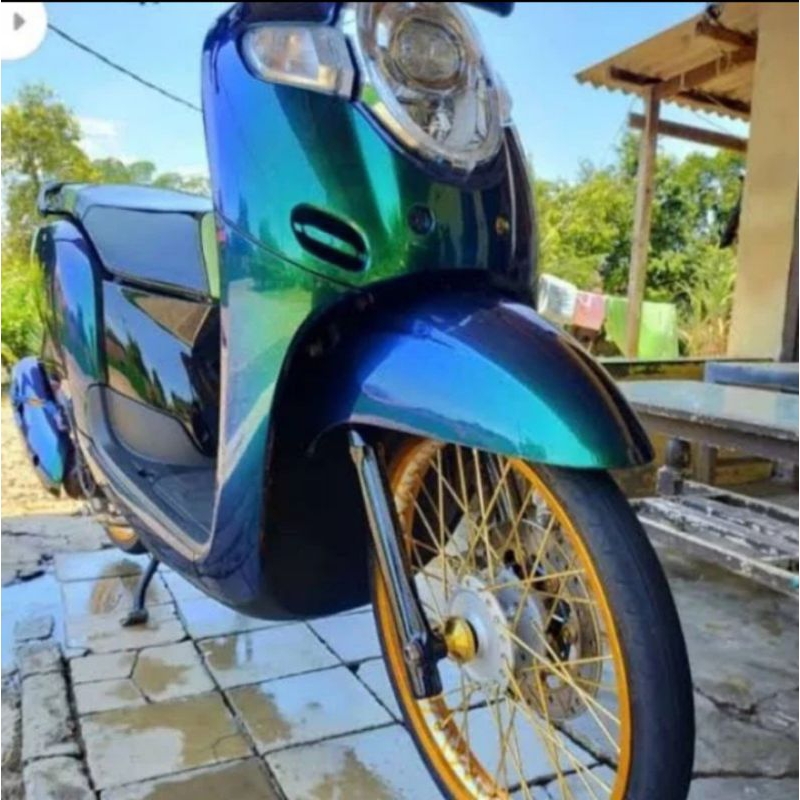STIKER SKOTLET LEMBAYUNG HIJAU CHAMELEON GLOSSY SCOTLET MOTOR BUNGLON DOFF