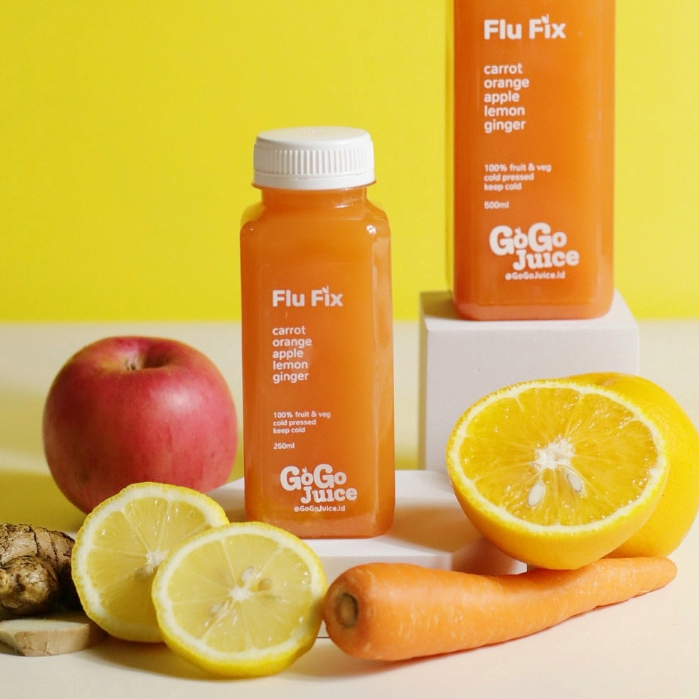 

Flu Fix 250ML Cold Pressed Jus Wortel Apel Jeruk Lemon Jahe Murni Sehat Asli Anti Virus