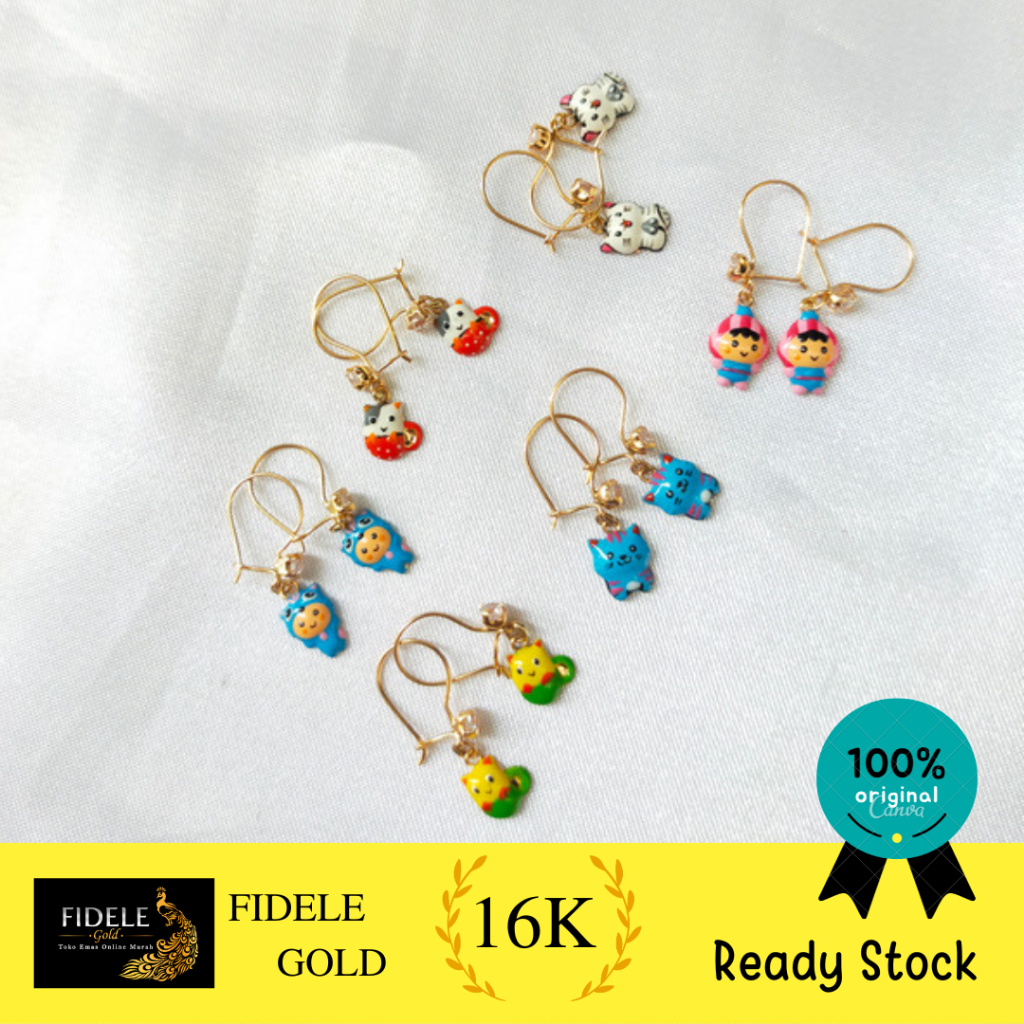 Anting anak cat anting bayi anting emas asli kadar tua 70% 16k