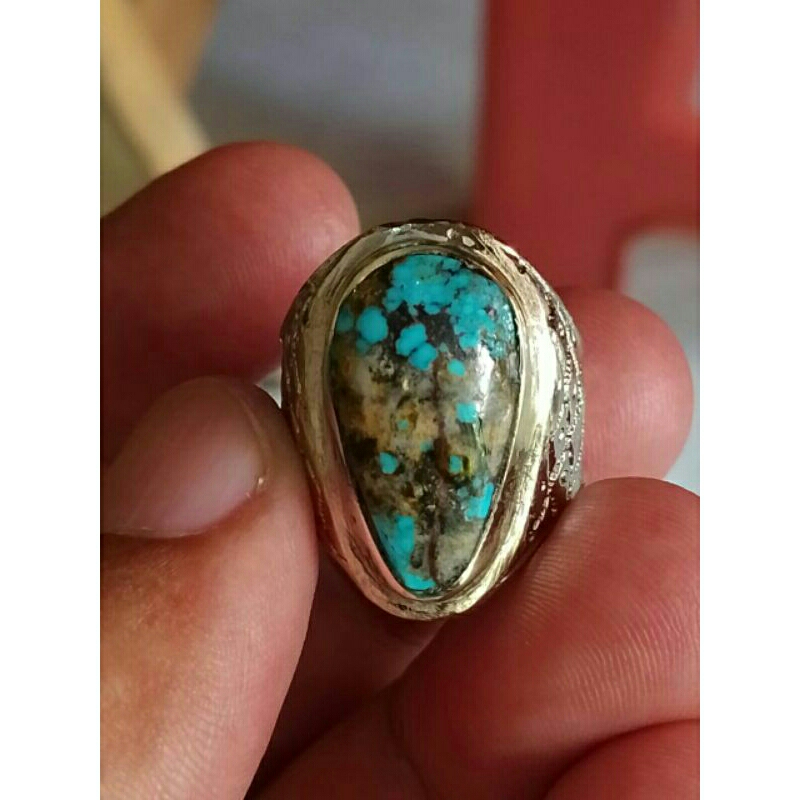 CINCIN BATU PIRUS PERSIA BIRU PANCI ASLI MODEL TETES AIR