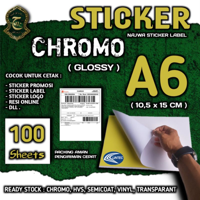 

STICKER KROMO ( GLOSY ) A6 ISI 100 LEMBAR TERMURAH