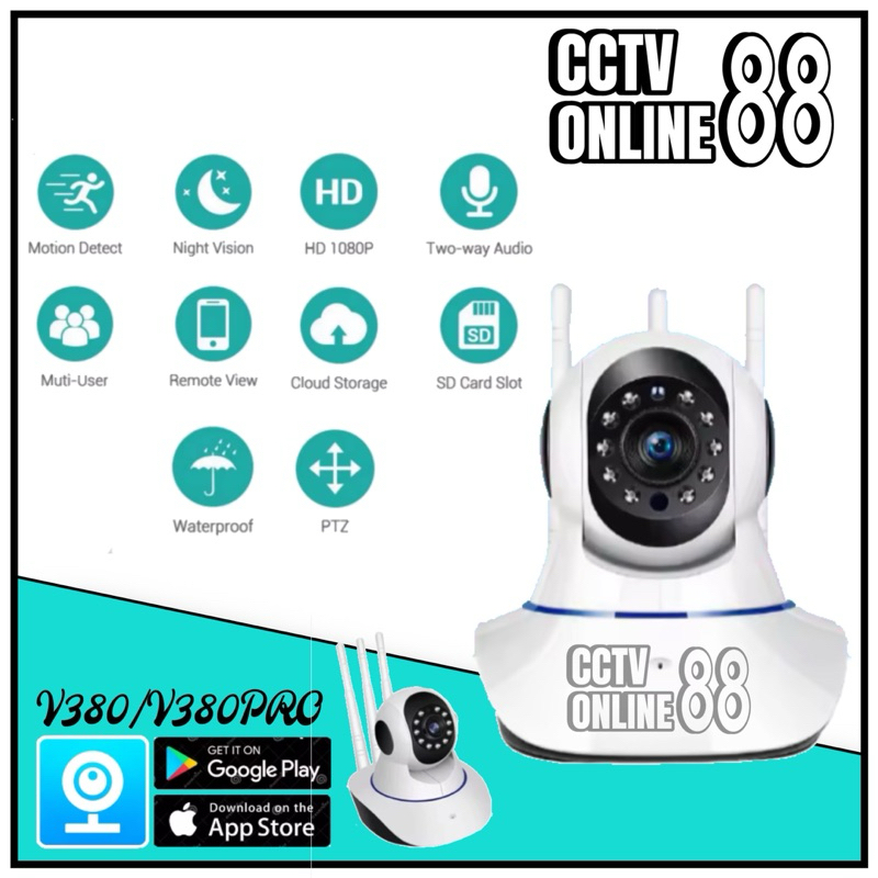IP camera cctv 3 Antena Wireless Smart Phone V380pro