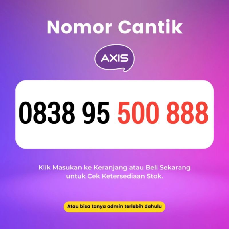 Nomor Cantik Axis Triple 888 Perdana Ratusan 500 888