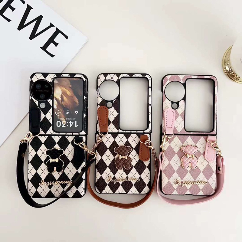 New Case Oppo Leather Kulit Teddy Bear With Hand Stripe Buat Oppo Find N2 N3 Flip Oppo Find N 3 N 2 