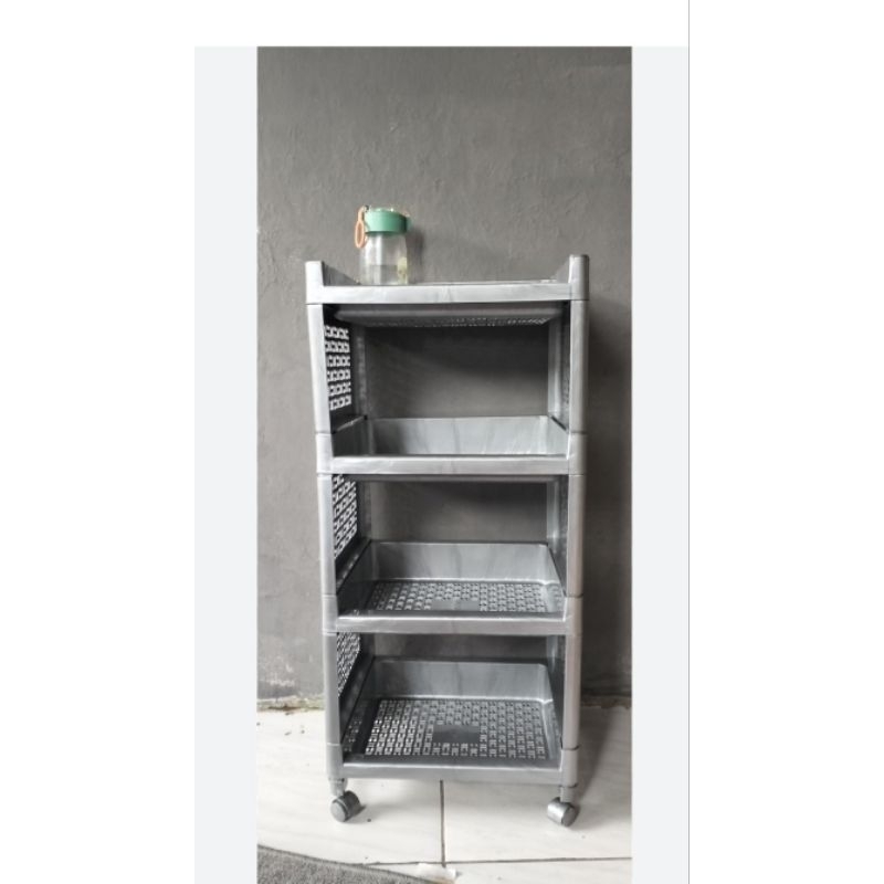 promo rak 4 susun roda serbaguna plastik