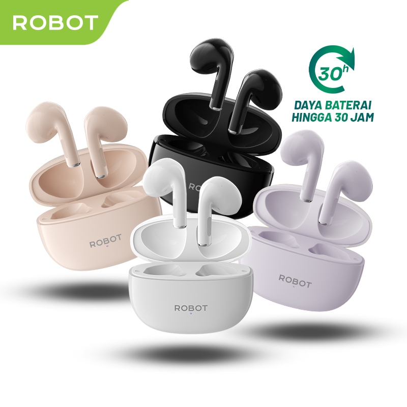 ROBOT TWS Flybuds T10S Semi In Ear Wireless Earbuds Bluetooth 5.3 IPX4 Waterproof Original - Garansi