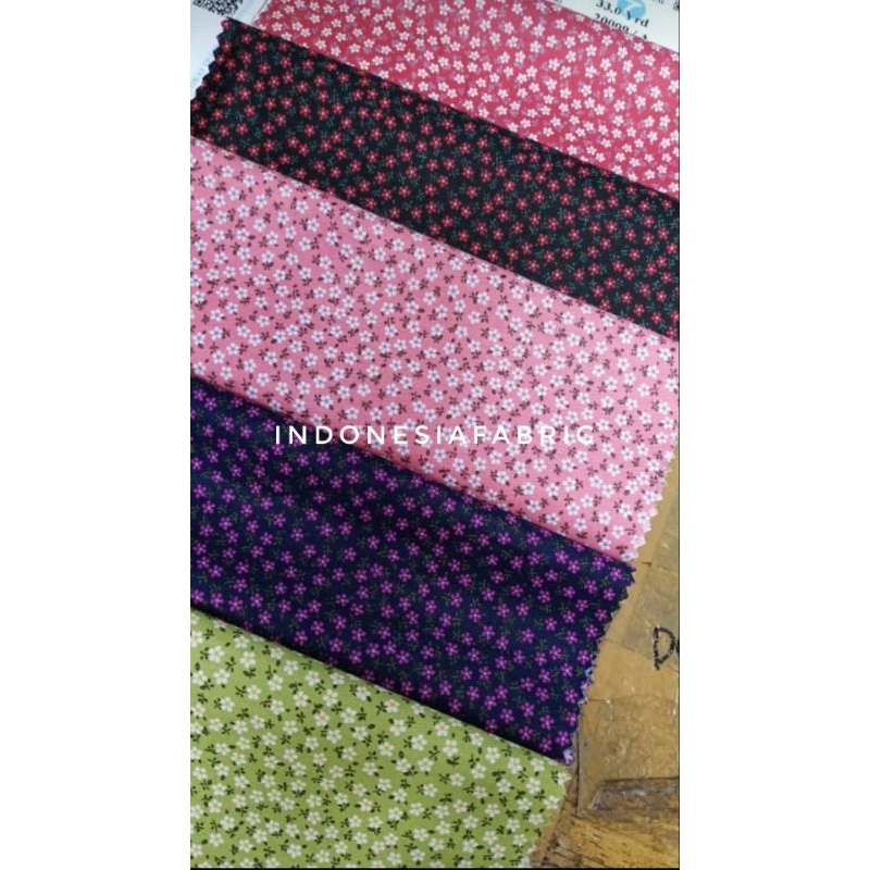 0.5 meter Kain bahan katun Jepang tokai japan cotton motif bunga merah hijau pink hitam navy Pink Pe