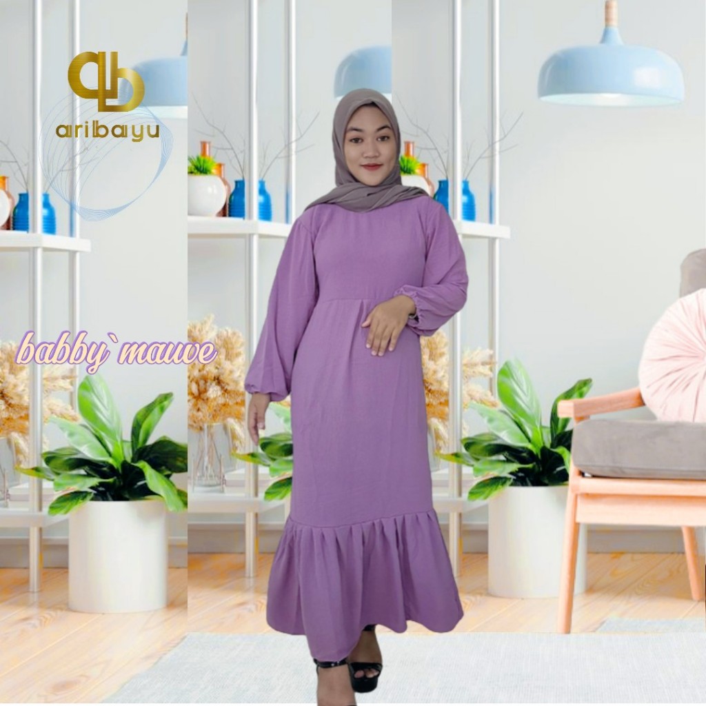 DRES GAMIS /Baju Gamis Hijab Muslim / Baju Gaun Muslim Wanita Lengan Panjang / Bahan Crinkle Airflow