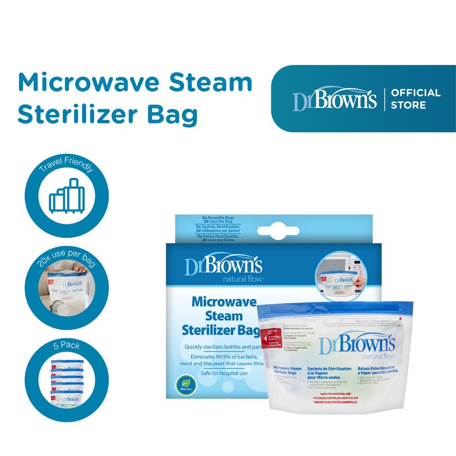 Dr.Brown's Microwave Steam Sterilizer Bag, Kantong Steril Botol