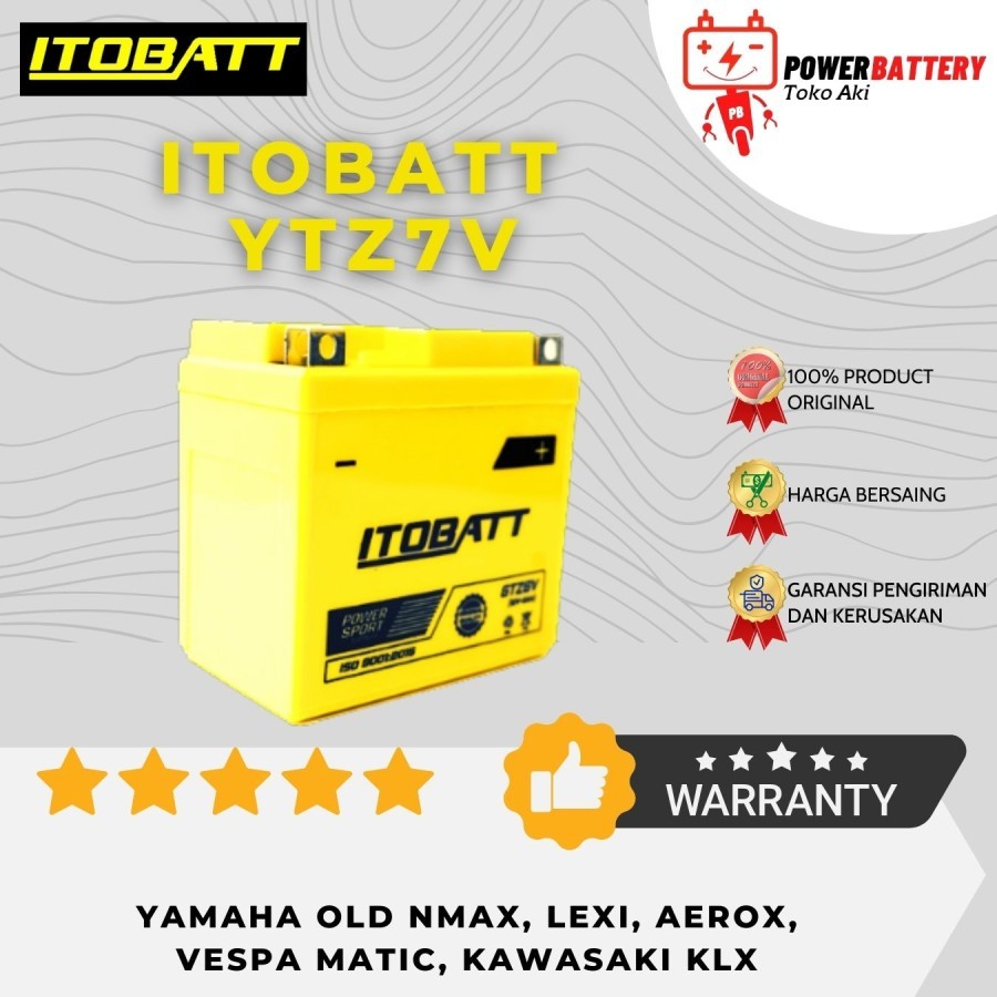 Aki Motor Itobatt Itobat YTZ7V YTZ 7V GTZ7V GTZ 7V Nmax Aerox Lexi Vespa Matic KLX