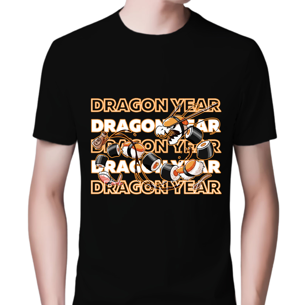 Orora Kaos Wanita Imlek Happy Chinese New Year 2024 Dragon Food Cartoon - Baju Atasan Sablon High Quality Pria Wanita Ukuran S M L XL XXL XXXL keren Original ORTI 20