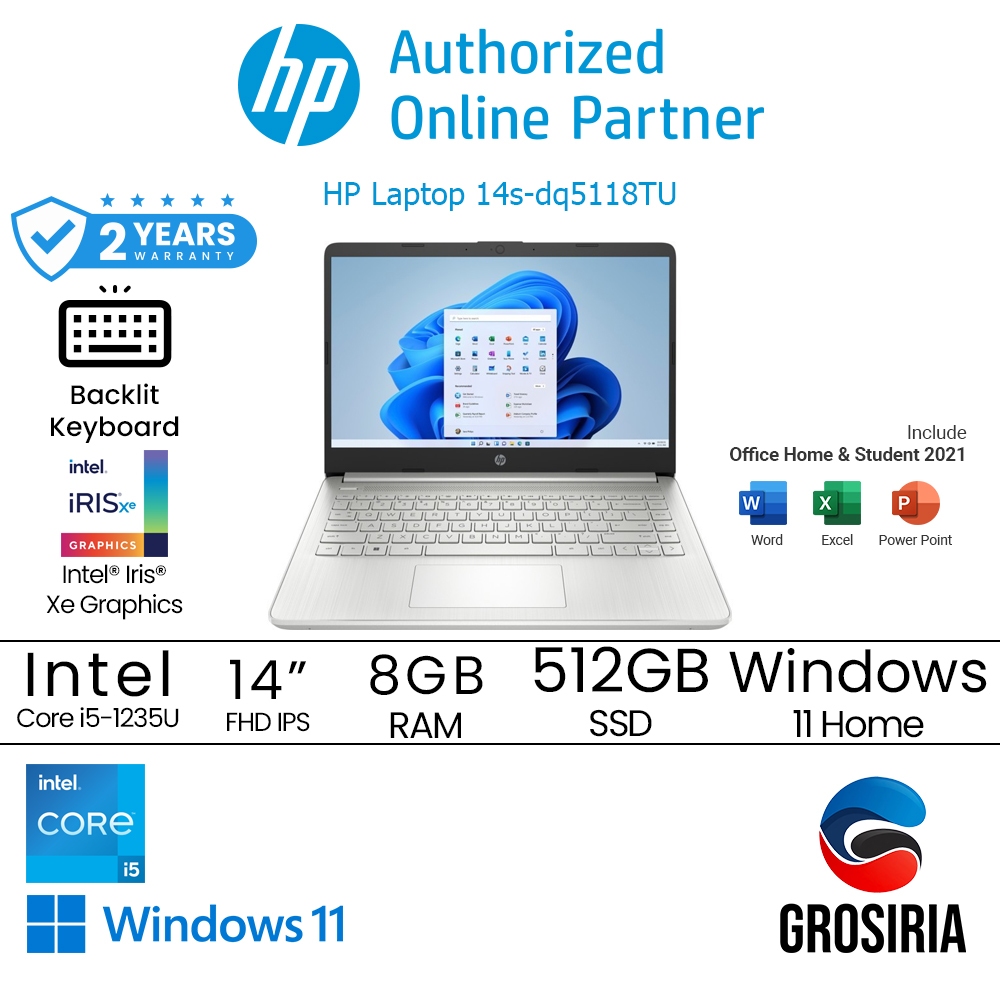 HP Laptop 14S DQ5118TU Intel Core I5 1235U 8GB 512GB W11 8T481PA