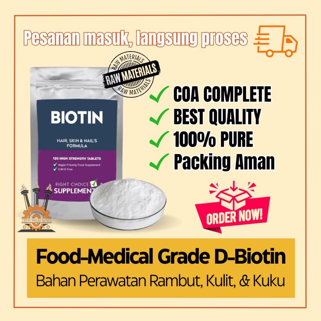 Termurah 1 gr Bubuk D-Biotin Pure Biotin Powder / Vitamin B7 Powder