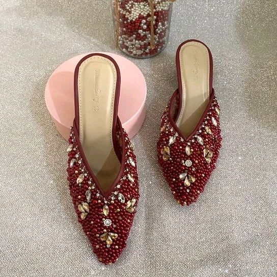 SHENA MAROON WEDDING SHOES SEPATU NIKAH SEPATU PESTA